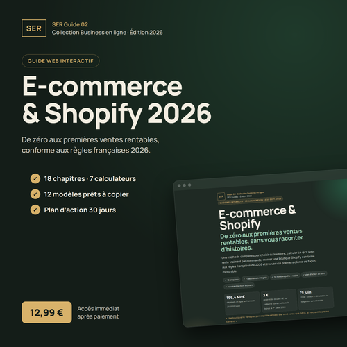 SER Guide 02 — E-commerce & Shopify 2026, guide web interactif